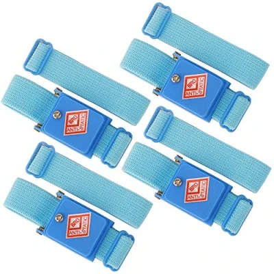 Immagine di GTIWUNG 4Pcs Cinturino da Polso ESD Anti Statico, Braccialetto Bracciale statico Cordless, Sicurezza Discharge Band, Previene Accumulo Elettricità Statica, Blu