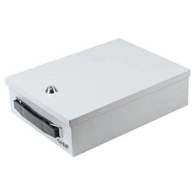 Immagine di HMF 140 07 Cassetta per Documenti con Serratura DIN A5 27 x 20,5 8 cm Grigio Chiaro