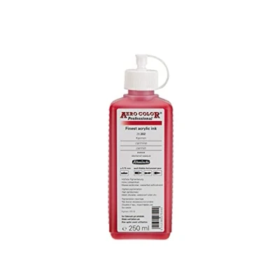 Immagine di Schmincke AERO COLOR® Professional, carminio, flacone da 250 ml, 28302027, inchiostro acrilico sopraffine, ultra fluido e altamente pigmentato per pittura acrilica, aerografo, tecnica mista