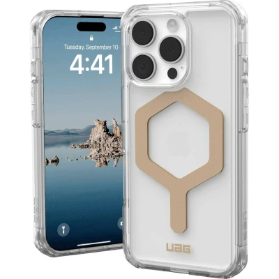 Immagine di Urban Armor Gear Plyo MagSafe Case Backcover per cellulare Apple iPhone 16 Pro Ghiaccio, Trasparente, Oro Compatibile con