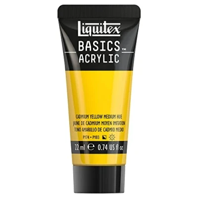 Immagine di LIQUITEX 8870454​ Basics, Pittura Acrilica, Pigmenti per Artisti Monopigmentati, Resistente alla Luce, Durevole nel Tempo, Finitura Satinata, Tubetti da 22 ml, Giallo di Cadmio Medio Imitazione