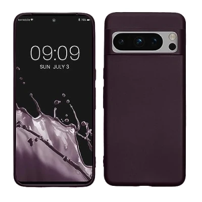 Immagine di kwmobile Custodia Compatibile con Google Pixel 8 Pro Cover Back Case Morbida Protezione in Silicone TPU Effetto metallizzato bordeaux