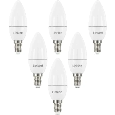 Immagine di Linkind Lampadine LED E14 B35/C35 Candela, 7W(Equivalenti a 60W), Luce Bianca Calda 2700K, 806 Lumen, Non Dimmerabile, Pacco da 6