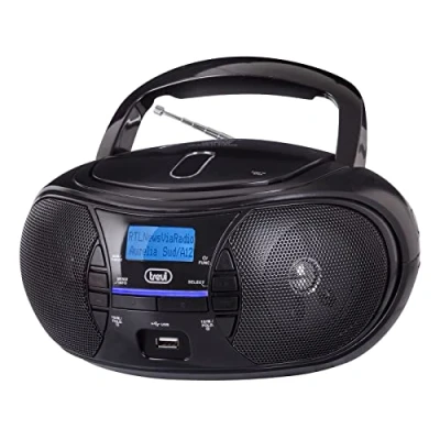 Immagine di Trevi CMP 581 DAB, Stereo Portatile, Radio con Lettore CD, Mp3, DAB+ / FM, Ingressi USB e AUX IN, Display Digitale Led Dot Matrix ad Alta Leggibilità, Antenna Telescopica Orientabile, Nero