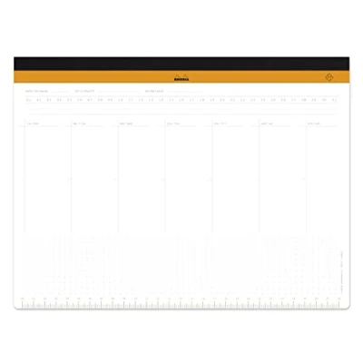 Immagine di RHODIA 194040C Sottomano Settimanale telato A4+ 29,7x22,2 cm 60 FOGLI Staccabili Microforati 80g/m supporto per Tastiera/Mouse e Strumento di Organizzazione Collezione Rhodiatime