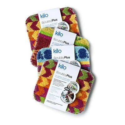 Immagine di Kilo Scrubby Plus Scourer AntiGraffio con Panno per la Pulizia Delicato, Multiuso, Set da 4, Multicolore, 17x14cm of 4