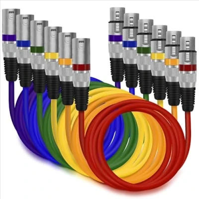 Immagine di RATSTONE Xlr Cable a 6 Colori Da 2 Metri,Cavo Canon, Cavo Patch Per Microfoni Multicolore,Cavo Di Segnale Dmx 3 Pin Xlr,Confezione Sei,Ideale Collegare Un&#039;Ampia Gamma Dispositivi Audio