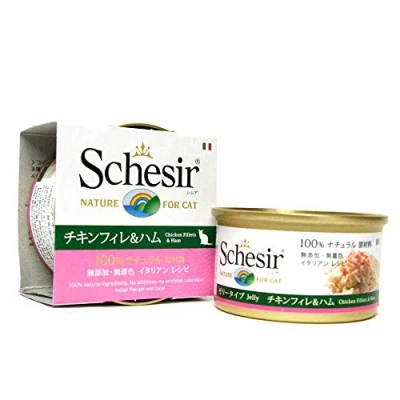 Immagine di Schesir Filetti di Pollo e Prosciutto in Gelatina per Gatti, 85g