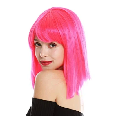 Immagine di WIG ME UP VK 10 TF2315 Parrucca donna Corta Altezza spalle Bob lungo Liscia Cleopatra Frangetta Rosa chiaro