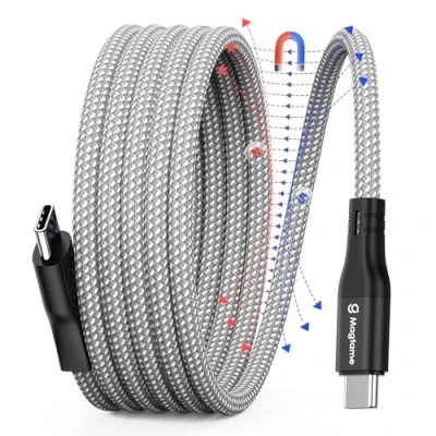 Immagine di Magtame cavo magnetico USB C, bobina C a 60W (3A), 1M flessibile Nylon intrecciato tipo di ricarica veloce compatibile con Phone 15, dispositivo blu