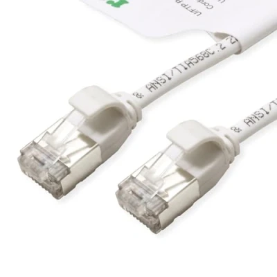 Immagine di Roline green 21.44.1698 RJ45 cavo di rete, patch CAT 6A U/FTP 0.15 m Bianco non schermato, Privo alogeni, Ritardante fiamma 1 pz.