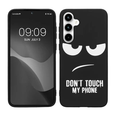 Immagine di kwmobile Cover Compatibile con Samsung Galaxy A35 Custodia in Silicone TPU Protettiva Soft Case Don&#039;t touch my phone bianco/nero