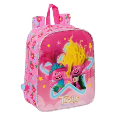 Immagine di Safta TROLLS 3 zaino per bambini, scuola, adattabile al carrello, ideale asilo, comodo e versatile, qualità resistenza, 22 x 10 27 cm, colore Rosa,