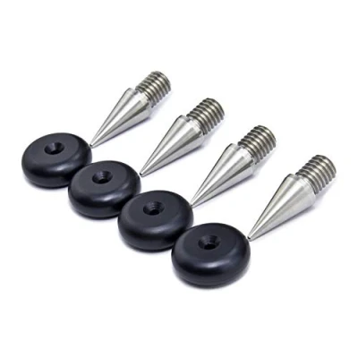 Immagine di PrecisionGeek M8 INOX Spike/Cono absorber per altoparlanti vite + alluminio anodizzato nero piedino 4 pz