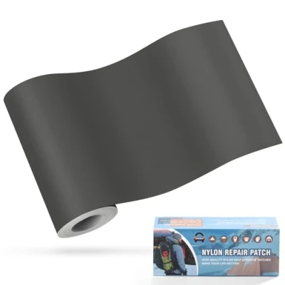 Immagine di Toppe autoadesive in nylon, 10x160cm OAZ autoadesive, impermeabile, toppa di riparazione per tende, piumino, sacco a pelo, Grigio scuro