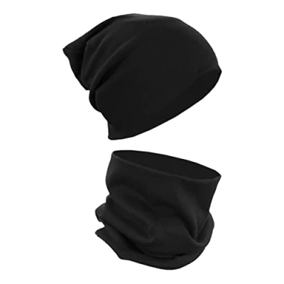 Immagine di Alkato Berretto e Sciarpa Scaldacollo Coordinati Unisex, Nero, Taglia unica