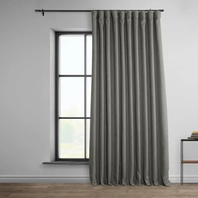 Immagine di HPD Half Price Drapes BOCH LN185 P Tende oscuranti in finto lino, extra larghe, per camera da letto e soggiorno (1 pannello), 100 W x 224 cm, colore: grigio blazer