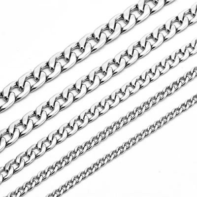 Immagine di IERCZA 2 pezzi Collana A Catena Cubana Per Uomo E Donna 4mm/6 mm gioielli Di Moda In Acciaio Inossidabile Acciaio/placcato Oro lunghezza: 60 cm
