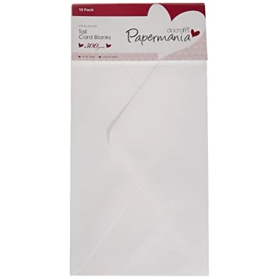Immagine di Papermania Biglietti Alti Vuoti con Busta in Coordinato, 300 g/mq, Confezione da 10, Colore: Bianco