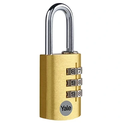 Immagine di YALE Lucchetto da viaggio a combinazione 3 cifre in alluminio YE3CB/28/126/1/GO oro, corpo 28 mm,