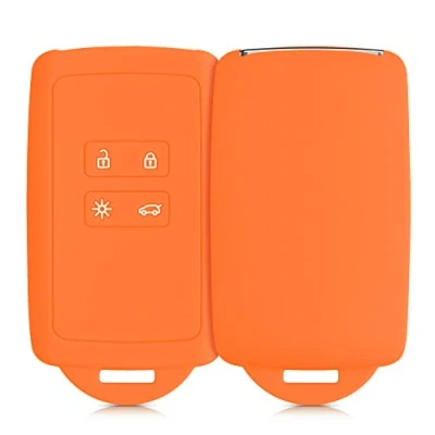 Immagine di kwmobile Custodia Compatibile con Renault 4 tasti Smart Key (solo Keyless Go) Cover Chiavi Auto Protezione Copri Telecomando Chiave Copertura arancia fruttata