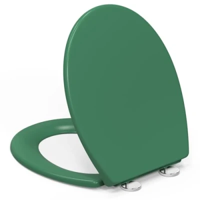 Immagine di tavoletta wc Universali O Forma,YEAUPE PRO Sedile WC, Urea Formaldeide Chiusura Ammortizzata con Sgancio Rapido a un Pulsante, Verde scuro, 44,6 * 37,5 5,2CM