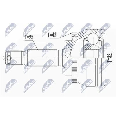 Immagine di NTY NPZ MS 063 Kit Giunto Omocinetico Assale anteriore, lato ruota con anello sensore ABS