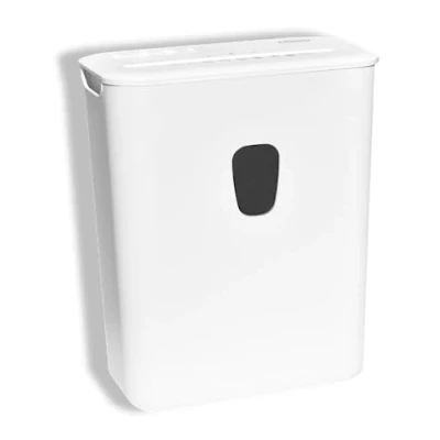 Immagine di DESQ® Distruggidocumenti 8 fogli Taglio a particelle 4 x 38 mm, livello di sicurezza P4, 15 litri, funzionamento silenzioso, 5 min. Non stop, per piccoli e uffici domestici, design olandese, 20032