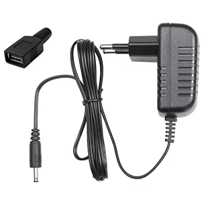 Immagine di EDISION ALIMENTATORE 5V/1.0A 2pin EU kit con adattatore USB, ORIGINALE, compatibile NANO T265+ Decoder, per la funzione PVR programmabile, alimentazione esterna 5V tramite USB