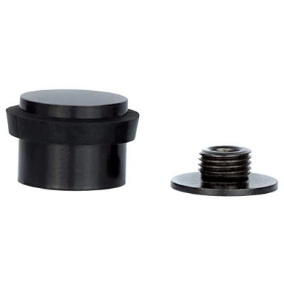Immagine di EVI Herrajes Fermaporta 28 x 20 mm Base filettata Gomma Nera Acciaio Inox Laccato Nero Compresi vite + tassello di fissaggio Mod. I 199/24 CBNG