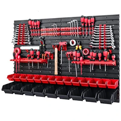 Immagine di Cassetta degli attrezzi impilabile, 1152 x 780 mm, set di supporti per e 23 scatole rosse nere