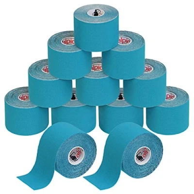 Immagine di ALPIDEX Nastro Kinesiologico Tanti Colori 1/3/ 6/12 Rotoli 5 m x 5,0 cm E Book Esempi Applicazione Tape Muscolare Cerotto, Colore:luce blu, Quantità:12 rotolo