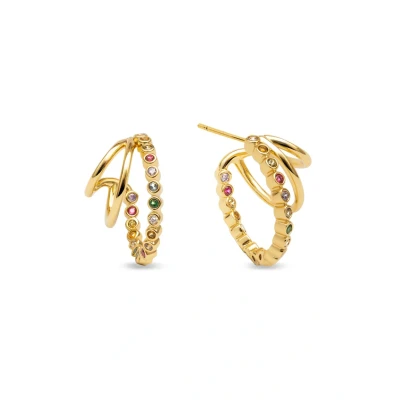 Immagine di SINGULARU Orecchini Cerchio Orbit. Ottone con Finitura in Bagno d&#039;Oro 18Kt. Gioielli per Donna