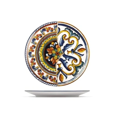 Immagine di H&amp;h set 6 piatti piani positano in stoneware decorato cm 26