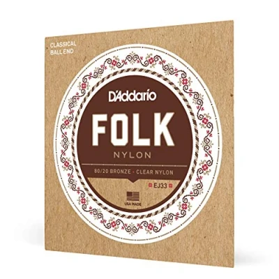 Immagine di Corde D’Addario EJ33 in nylon per chitarra folk, con pallino finale, bronzo 80/20/cantini trasparente