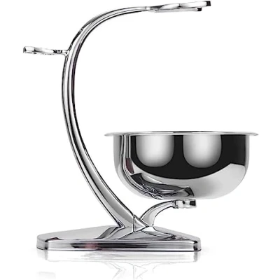 Immagine di GRUTTI Kit da Barba Uomo, Porta Rasoio Uomo 2 in 1 e Ciotola per Sapone Acciaio Inossidabile, con Design Magnetico Tenere Posizione la di