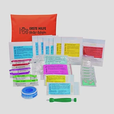 Immagine di Söhngen Set di primo soccorso per bambini a casa, arancione (tasca compatta con cerniera bambini; tutte le età; portata mano speciali supporti ferite aluderm) 0350001o