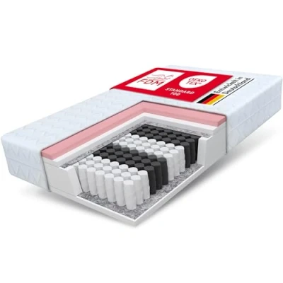 Immagine di FDM Materasso 180x200 Memory a Molle Insacchettate 7 Zone di riposo Altezza 24 cm Rigidità H2 H3 Schiuma Adatto chi soffre allergie Rivestimento sfoderabile e lavabile Bianco