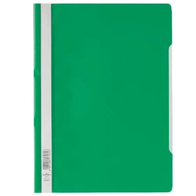 Immagine di Durable 257305 Cartellina ad Aghi Clear View, Formato A4, Fronte Trasparente e Retro Colorato, Etichetta Longitudinale, Verde, Confezione da 50 Pezzi