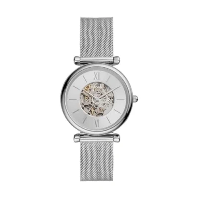 Immagine di Fossil Orologio Carlie da donna, movimento automatico, cassa in acciaio inossidabile 35 mm con bracciale a maglie inossidabile, ME3176