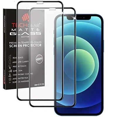 Immagine di TECHGEAR [2 Pezzi] Vetro Antiriflesso iPhone 12 Mini Pellicola Opaca 3D in Temperato Copertura Completa [Durezza 9H] [Senza Bolle] Compatibile con (5,4 Pollici)