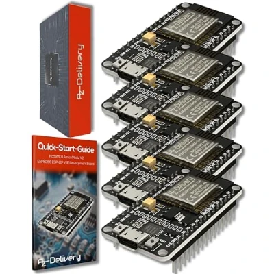 Immagine di AZDelivery 5 x NodeMCU Amica V2 ESP8266 ESP 12F, Modulo Wifi IoT con CP2102, Development Board compatibile Arduino incluso un E Book!