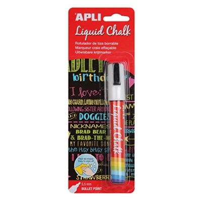 Immagine di Apli Pennarello gesso liquido, con punta a proiettile da 5,5 mm, colore: bianco