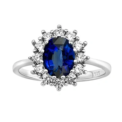 Immagine di SILVEGO Anello da Donna in Argento 925 della Principessa Kate con Zaffiro Sintetico, JJJRK985