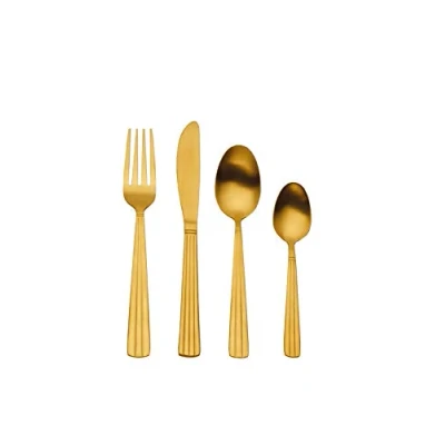 Immagine di Mikasa Set Regalo da 16 Posate in Acciaio Inossidabile, 4 x Coltelli, Forchette, Cucchiai, Cucchiaini Caffè, Oro