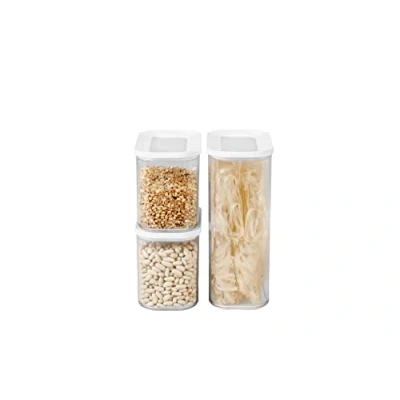 Immagine di Mepal Set di 3 pezzi Contenitori Plastica per Alimenti con Coperchio Organizzatori da Cucina Trasparente, Impilabili &amp; Ermetici 2 x 1000 ml, 1 1500 ml e 425 White