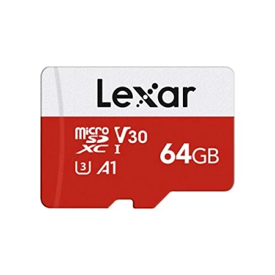 Immagine di Lexar Micro SD 64 GB, Scheda fino a 100 MB/sec(R), di Memoria microSDXC con Adattatore SD, A1, U3, C10, V30, Card