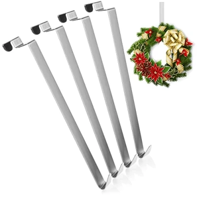 Immagine di com four® 4 Ganci per Porte in Acciaio Inossidabile da 27 cm ghirlande e Decorazioni Gancio di Appartamenti Pagine Interne Appendiabiti Appendere