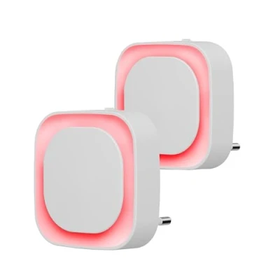 Immagine di YUNLEX Presa di Luce Notturna con Sensore Crepuscolare, 3 livelli luminosità regolabile per Camera dei Bambini, Bagno, Corridoio, Cucina, Scale, Rosso
