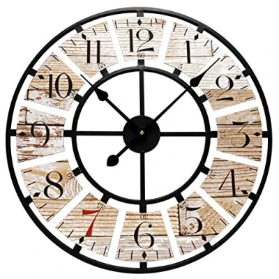 Immagine di Technoline Grande orologio analogico da parete WT 1611, quarzo tecnolina, metallo/MDF, marrone, diametro 58 cm